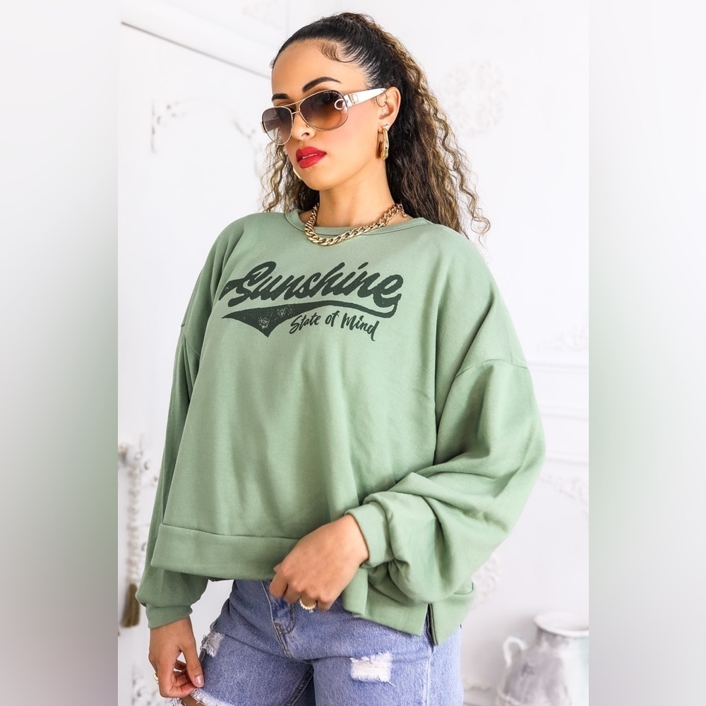 State of Mind Green Sweatshirt - Picture 2 of 5